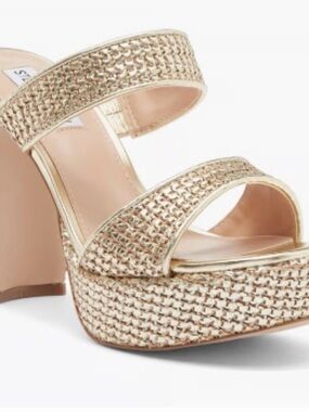Steve Madden Gold Metallic Platform Block Heel Sandals - Women